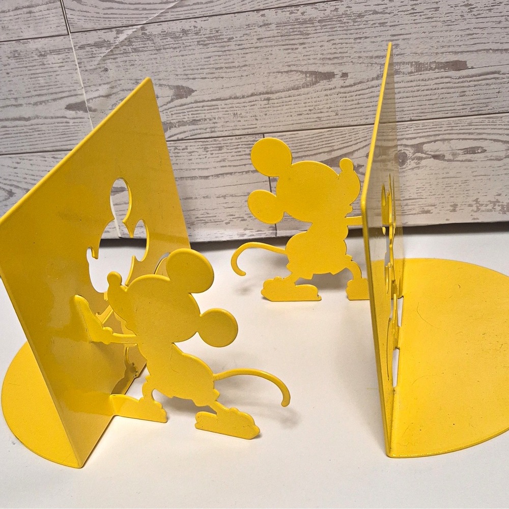 Möller Design Mickey Mouse Bookends Michael Graves Yellow Metal Disney Set Of 2